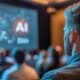 Man Watching AI Presentation in a Conference Room